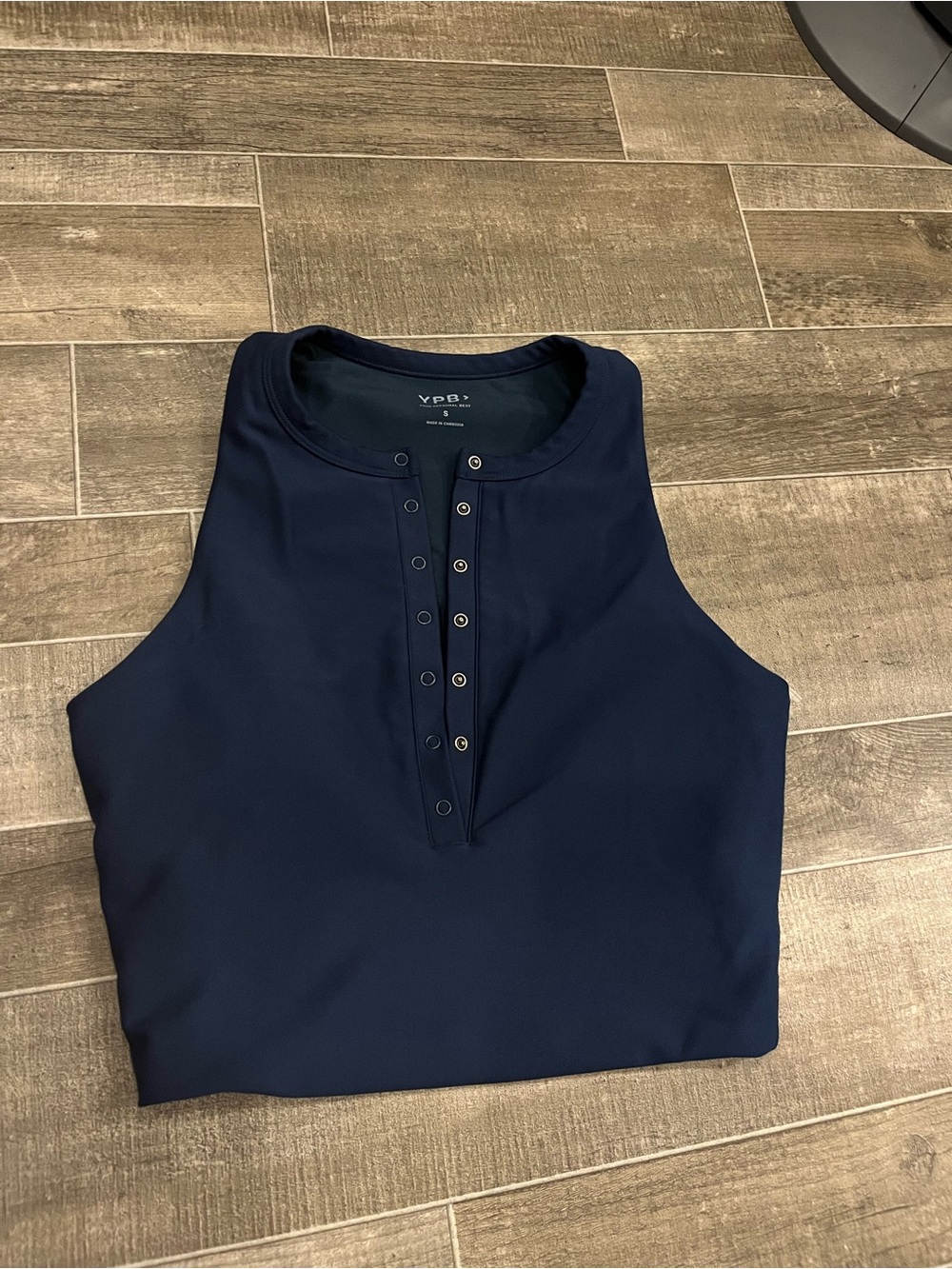 Navy Henley Snap-Front Tank Top
